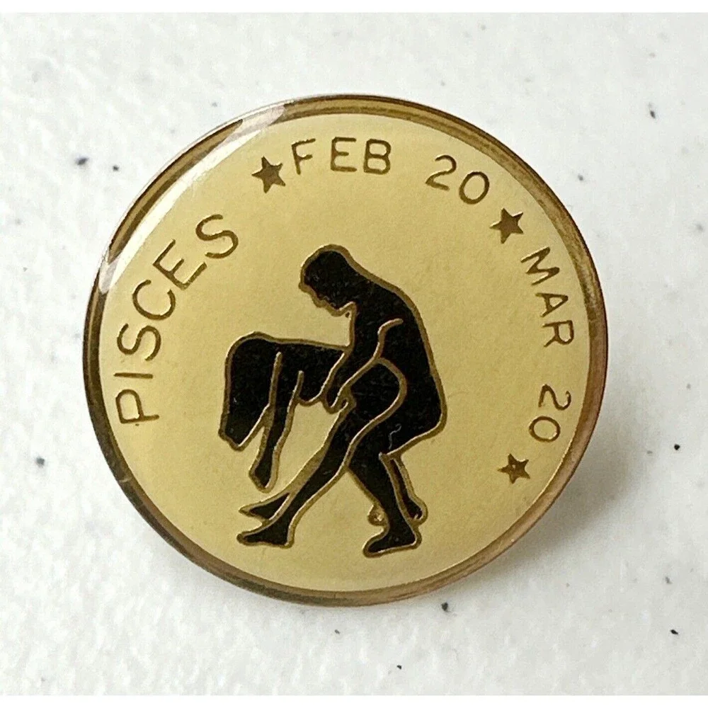 Vintage Naughty Pisces hat pin lapel pin Zodiac Sign Birthday Celestial sign hat
